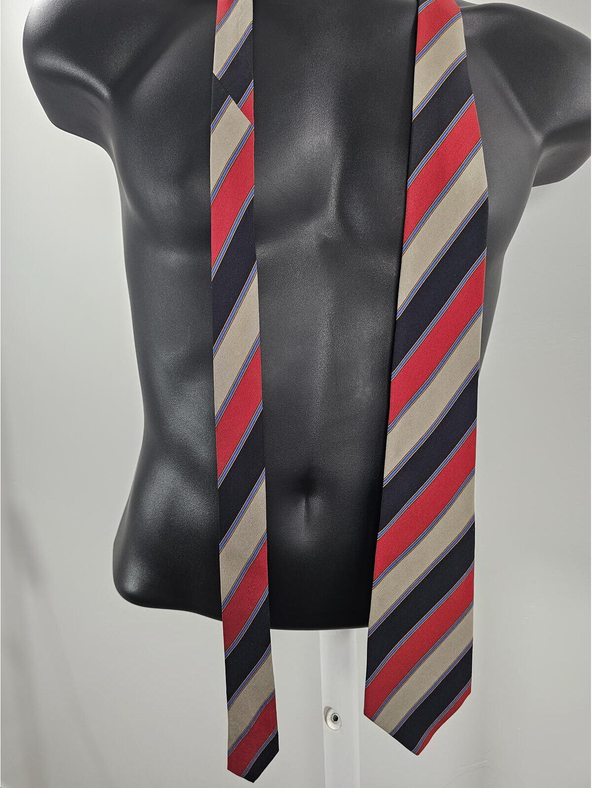 Brioni Classic Striped Silk Tie - Red, Black, Beige